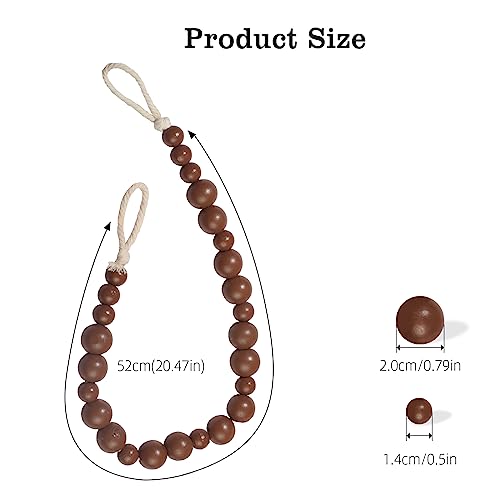 Hion 2 Pcs Boho Curtain Tiebacks,Wood Beads Curtain Holdbacks,Outdoor Farmhouse Tie Backs for Curtains,Curtain Holders for Drapes Home Office Room Decor with Hooks No Drilling(Coffee) - color: Coffee, size: 2 Pack