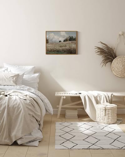 InSimSea Framed Canvas Wall Art Vintage Decor, Landscape Paintings Wall Decorations for Living Room, Retro Wall Art for Bedroom Office Decor, Grassland Classical Painting Prints Room Decor, 12"x16" - color: Corn Field, size: 16"L x 12"W