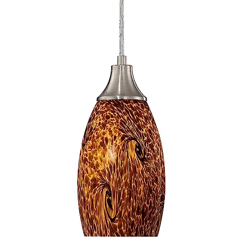 Mini Glass Pendant Lights for Kitchen Island1Pack Hand Blown Art Glass Pendant Light Shade with Brushed Nickel Finish Black and Yellow Swirl Glass Lamp Shade for Kitchen Over Sink Dining Room - color: Black and yellow-1Pack