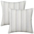 Set of 2 Multicolor Candlewick Striped Boho Throw Pillow Covers, Textured Cotton-Linen Woven Pillow Covers for Couch and Bed - 18"x18", Cream