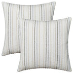 Set of 2 Multicolor Candlewick Striped Boho Throw Pillow Covers, Textured Cotton-Linen Woven Pillow Covers for Couch and Bed - 18"x18", Cream