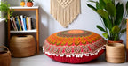 Large Round seat Floor Cushion Chair Ottoman Cover Pouf Pillow Meditation Floor Cushions for Adults Seating pouffe Ottoman Throw Covers Craft Room Furniture Sitting Cover 22 Inches Red Yellow - color: Red Yellow