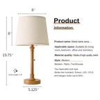 Oneach 19.5" Small Table Lamps Set of 2, Pull Chain Switch Bedside Metal Table Lamps, Modern Nightstand Lamp with Linen Shade, Rustic Lamp for Living Room, Bedroom, Home Office, Nursery - color: Wood Grain-2Pack