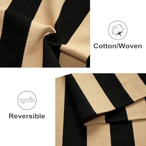 3'x5' Outdoor Rug, Black and Tan Washable Striped Porch Rug Cotton Woven Farmhouse Front Door Mats for Porch/Entryway/Home Entrance Decor/Bedroom/Laundry Room/Patio/Front Door - color: Black Tan, size: 3' x 5' (Rectangular)