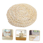 SOLUSTRE Natural Cotton Filling Meditation Cushion Yoga Mat Straw Braid Seat Pad Boho Pillow Decorative Cushion