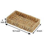 Bathroom Tray Countertop, 10 Inch Water Hyacinth Bathroom Basket, Toilet Tank Bathroom Vanity Tray, Rattan Wicker Tray for Bathroom Decor Coffee Table (Small) - size: 10.1" x 6" x 2"