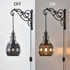 YLONG-ZS 2PK Crystal Plug in Wall Sconce Hanging Lamp Shelf Dimmable Wall Sconces Adjustable Wall Lights with Wall Sconces Wall Mount Plug in Lamps for Bedroom Living Room - color: YLW13black