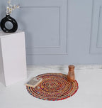 Handmade Natural Fiber Round Collection 2' Round Natural Handmade Boho Charm Farmhouse Jute Area Rug (Chindi) - color: Chindi