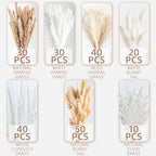 220PCS Natural Dried Pampas Grass Boho Home Decor Bouquet Phragmites Dried Flowers Bouquet for Wedding Floral Arrangements Home Decorations (220PCS) - size: 220 Pcs