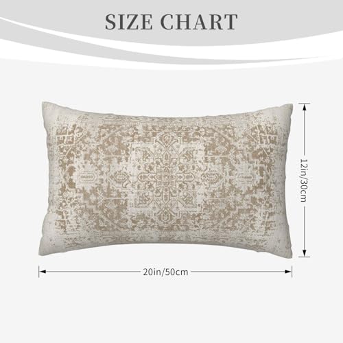 Boho Throw Pillow Covers 12x20 Inch Set of 2, Brown Beige Ethnic Design Lumbar Pillow Cover Bohemian Carpet Pattern Pillowcase Decorative Cushion Covers for Sofa Couch Bed Living Room - color: Beige, size: 20" x 12" (Pack of 2)