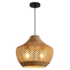 2-Light Rattan Pendant Light,15" Boho Basket Light Fixtures, Rattan Chandelier Hand-Woven Wicker Wicker Light fixtures Hanging for Dining Living Bedroom Kitchen Farmhouse - color: Brown rattan, size: 2-light 15in