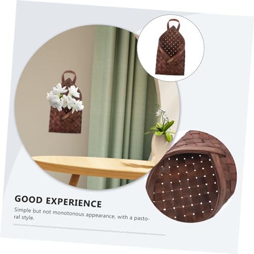 Luxshiny Vintage Wood Woven Wall Basket Hanging Storage Holder for Flowers and Sundries Multifunctional Home Decor Organizer for Doors Walls and Living Spaces