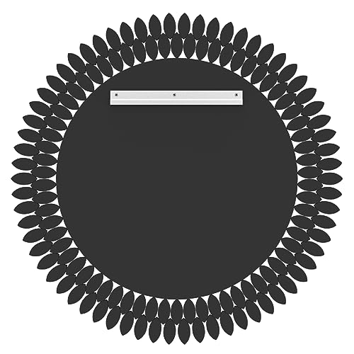 Kelly Miller 36" Large Round Jeweled Wall Mirror, Luxury Diamond Beveled Decorative Mirror for Bedroom Living Room Bathroom Hallway Entryway Fireplace - size: 36"L x 36"W
