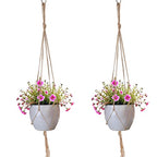 2 Pack 47” Macrame Plant Hanger Jute Rope Indoor Hanging Flower Pot Holder Boho Home Decor Planter Basket for Indoor Outdoor Brown (POTS NOT Included)