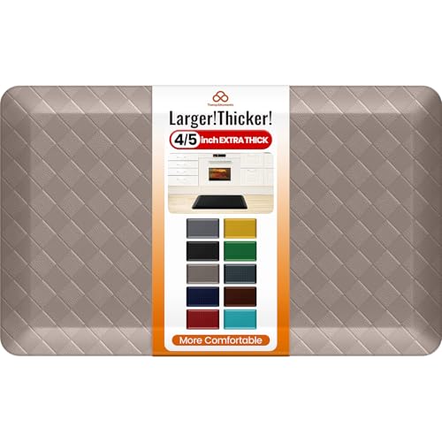 4/5 Inch Extra Thick Kitchen Mats for Floor,Non Slip Anti Fatigue Kitchen Rugs,Waterproof Stain Resistant Sink Mat,Cushioned Standing and Comfort Mats for Office (17"x28" Khaki) - color: Khaki, size: 28"L x 17"W x 0.8"Th