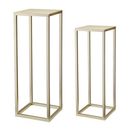 Pack of 2 Pre-Assembled Gold Plant Stand Indoor, Upgraded 0.6" Stable Steel Frame Metal Pedestal, Flower Stands Drink Table for Wedding Centerpieces, Living Room, Party, Patio Garden (Gold) - color: Gold