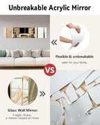 Full Length Wall Mirror Tiles, 12'' x 14'' x 4PCS, Acrylic Unbreakable Full Body Mirror for Bedroom Squares Shatterproof Mirror Sheets Wall Mounted for Home Gym Door - size: 12x14Inchx4Pack