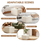 Tiita Square Stuffed Pouf Ottoman, Plush Poufs with Foam Chunk Filling, Foot Rest Stool for Living Room, Cream - color: Square Cream