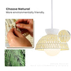 AIJIASI Rattan Pendant Light, 11.8" Hand Woven Boho Pendant Light Fixture with Milk Glass Globe, Gold Kitchen Pendant Lighting Over Island Adjustable Chandelier for Dining Room Hallway Foyer - color: White