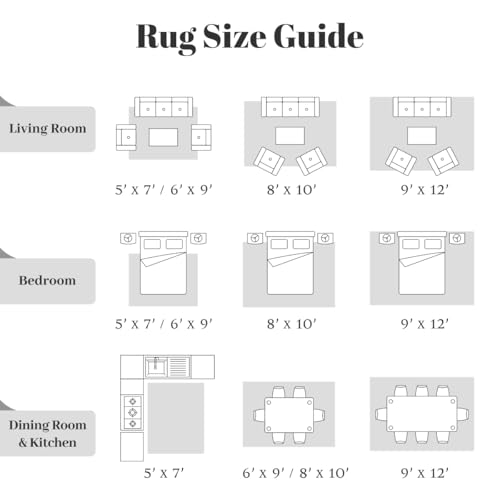 Homemate Washable Rug 6x9 Area Rugs - Vintage Faux Wool Rugs for Living Room Bedroom Dining Room - Non Slip Foldable Carpet Indoor Area Rug for Home Decor（6'x9', Black - color: Black, size: 6x9 ft