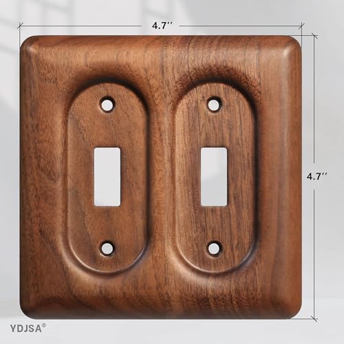 Decorative Light Switch Plates Solid North American Walnut Double Toggle Light Switch Cover, 2-Gang Wall Plate - color: Walnut wood, size: Double Rocker