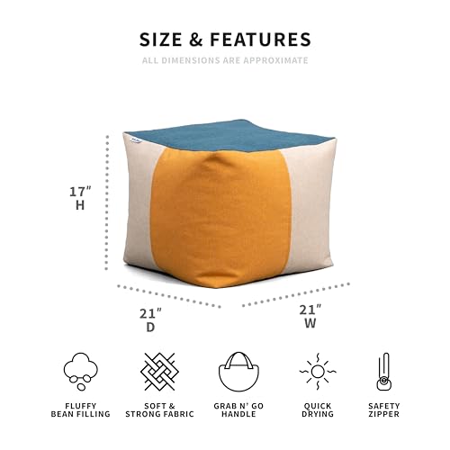 Big Joe Square Ottoman Weatherproof Bean Bag Footrest, Sunset Block Intertwist, Weather Resistant UV-Protected Fabric, 2 feet - color: Sunset Block, size: Square Ottoman
