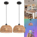 Battery Operated Pendant Light with Remote,Battery Hanging Light Rattan Woven Chandelier No Wiring Needed,Rechargeable Light Bulb 50+Hours Continue Use,Perfect for Kitchen Islands Ceiling Lighting - color: Brown