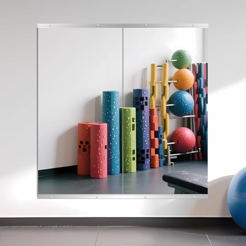 Ruomeng Home Gym Mirror, 48''x24''x2PCS Full Length, Large Frameless Body Mirror Tempered Glass for Gym, Workout, Yoga, Garage, Dance Studio - size: 48"x24"-2pcs