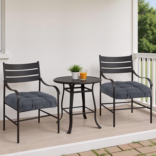 MTMR Outdoor Chair Cushions Set of 2, Water-Repellent 19”X19” Patio Chair Cushions with High Elasticity PP Cotton, No Fading Tufted Patio Seat Cushions for Outdoor Furniture, Thick Outdoor Cushions - color: Dark Grey