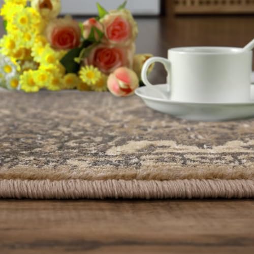 Memoryfield Vintage Rug 4x6 Traditional Floral Rug Oriental Rug Retro Medallion Area Rug for Living Room Non Slip Low Pile Bedroom Rug Aesthetic Rug Farmhouse Carpet for Dining Room Home Office Brown - color: Brown, size: 4' x 6' (Rectangular)