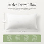 Ashler Home Deco Throw Pillows Insert- 12x20 Pillow Inserts with Air Layer, Premium Bed and Couch Pillows - Indoor Decorative Throw Pillow, Lumbar Cushion Sham Stuffer, Pack of 2, White - size: 12x20 Inch