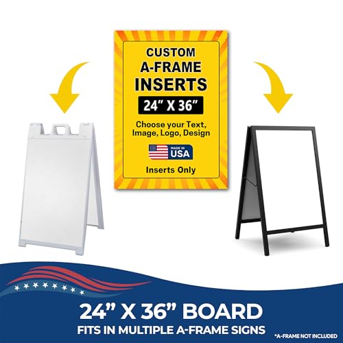 Custom A-Frame Sign Inserts Only by DreamController - Personalized Print Inserts with Your Photo, Text or Logo | Durable Custom Panels for Sidewalk Boards, Retail & Event | 24x36 inch - color: A Frame Inserts Only