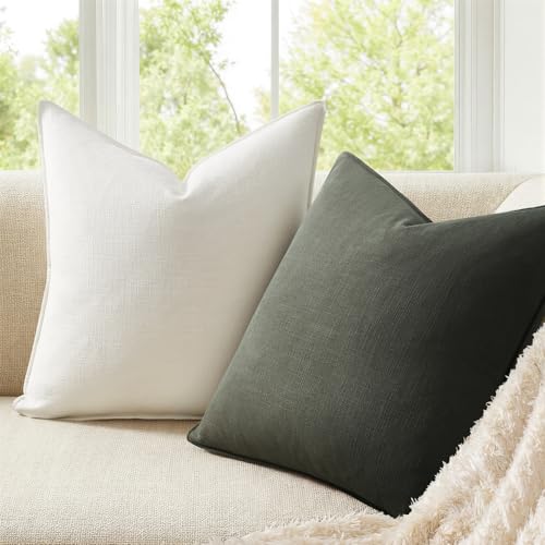 Linen Soild Decorative Throw Lumbar Pillow Covers Soft Accent Farmhouse Gold Olive Pack of 4 Cushion Case 12 x 20 Inch Rectangle Pillowcase for Couch Bedroom and Living Room Home Decor - color: Gold Olive, size: 20" x 12" (Pack of 4)
