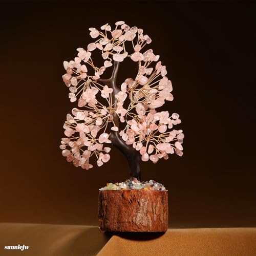 Chakra Crystal Tree of Life,Birthday Gifts for Women,Fengshui Money Tree,Crystal Bonsai,Spiritual Meditation Gifts for Positive Energy Decoration - color: Pink