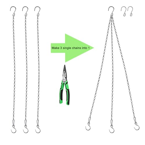 Chain for Hanging Plants,25 Inch Silver Hanging Chain Basket Kits with Hooks for Bird Feeder Plant Extender Porch Wind Chime (Silver, 25 Inch-4PCS) - color: Silver, size: 25 Inch-4PCS