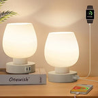 Touch Bedside Table Lamp Set of 2 - Modern Nightstand with USB-C&A Charging, 3-Way Dimmable LED Desk Lamp, White Opal Glass Shade - color: USB-white_2packs, size: USB
