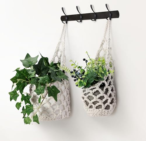 4 Packs Hanging Planters for Indoor Plants, Wall Plant Holder | Plant Hanger Indoor, Wall Planters for Indoor Plants, Hanging Plant (4PK, 2 Large + 2 Small) - color: Beige X 4pc