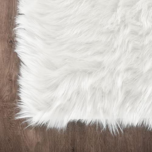 Latepis White Sheepskin Rug 2x3 Faux Fur Sheepskin Rug for Living Room Fluffy Washable Rugs for Bedroom Luxury Room Decor Furry Rugs Rectangle - color: White, size: 2' x 3' (Rectangular)