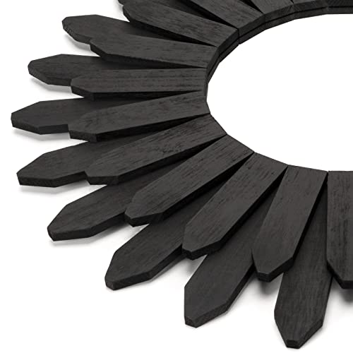 Honiway 21 inch Black Wall Decor Vintage Mirror, Boho Style, Wooden Frame, Easy to Hang, Ideal Gift - color: Black, size: 21 inch (1 pack)