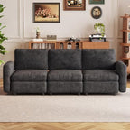 Guyii 3 Seater Modular Sectional Sofa Comfy Upholstery Couch Soft Cushion Back&Seat Sofa Small Space for Living Room Apartment Dark Gray Easy Assemble - color: Dark Gray, size: 3 seater