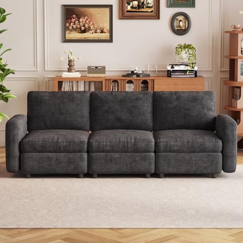 Guyii 3 Seater Modular Sectional Sofa Comfy Upholstery Couch Soft Cushion Back&Seat Sofa Small Space for Living Room Apartment Dark Gray Easy Assemble - color: Dark Gray, size: 3 seater