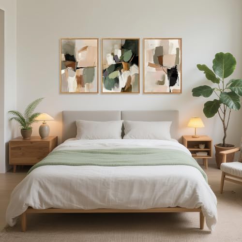 CHDITB Modern Abstract Framed Canvas Wall Art, Minimalist Neutral Wall Decor, Mid Century Poster, Wabi Sabi Painting, Earth Tone Boho Geometric Art Print for Living Room Bedroom Office Decor 12”X16”x3 - color: Abstract B