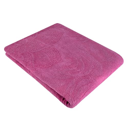 100% Cotton Throw Blanket for Couch Sofa or Bed All Season Terry Blankets & Throws, Lightweight & Breathable Cotton Blanket, Picnic Rug, Terry Bed Sheet (Peony) - color: Peony
