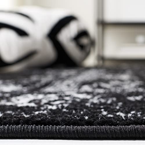 SAFAVIEH Area Rug 2x3 - Adirondack Collection - Black & Ivory, Distressed Vintage Floral Design, Non-Shedding & Easy to Clean, Ideal for Hallway, Foyer, Entryway, Accent Space (ADR109Z) - color: Black/Ivory, size: 2' x 3' (Rectangular)