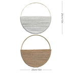 Cilemou 2-Piece 10-inch Round Bamboo Wall Decor with Yarn-Wrapped Half-Circle Design, Rustic Boho Style Wall Hanging for Living Room, Bedroom, Office, and Home Decor - size: 10in