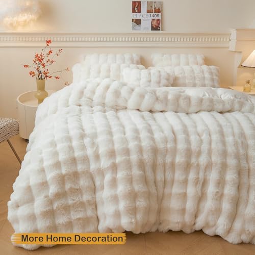 LIFEREVO Fluffy Faux Rabbit Fur Body Pillow Cover, Luxury Ivory Bubble Shaggy Plush Bed Body Pillowcase with Zipper Closure, Long 20"x54" Fuzzy Furry Pillow Case for Adults Kids Girls Teens, Beige - color: Beige