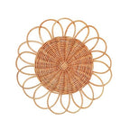 LEIQI Handwoven Rattan Round Flat Wall Basket Nordic Styles Artisanal Weave Hanging Wall Decors for Living Room - size: D