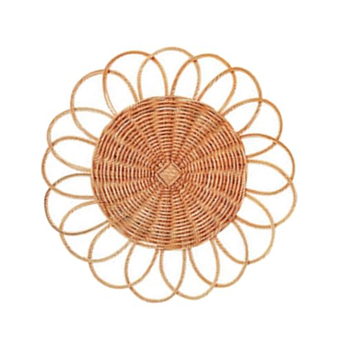 LEIQI Handwoven Rattan Round Flat Wall Basket Nordic Styles Artisanal Weave Hanging Wall Decors for Living Room - size: D