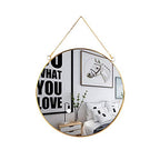 LONGWIN Hanging Wall Circle Mirror Decor Gold Geometric Mirror with Chain for Bathroom Bedroom Living Room 9.8" - size: 12.9"L x 9.8"W