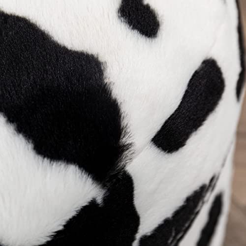 Asuprui Pouf Ottoman Unstuffed, Faux Rabbit Fur Cover, No Filler, 18" Round, Black and White - color: Black Cow Printed